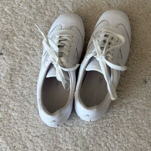 White Women's Leather Sneakers - Comfort Casual Lace-Up